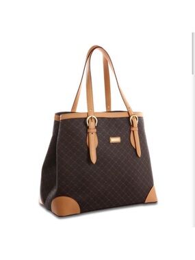 Rioni Signature Classic North-South Minimalist Tote Handbag Purse, Brown/Tan NWT